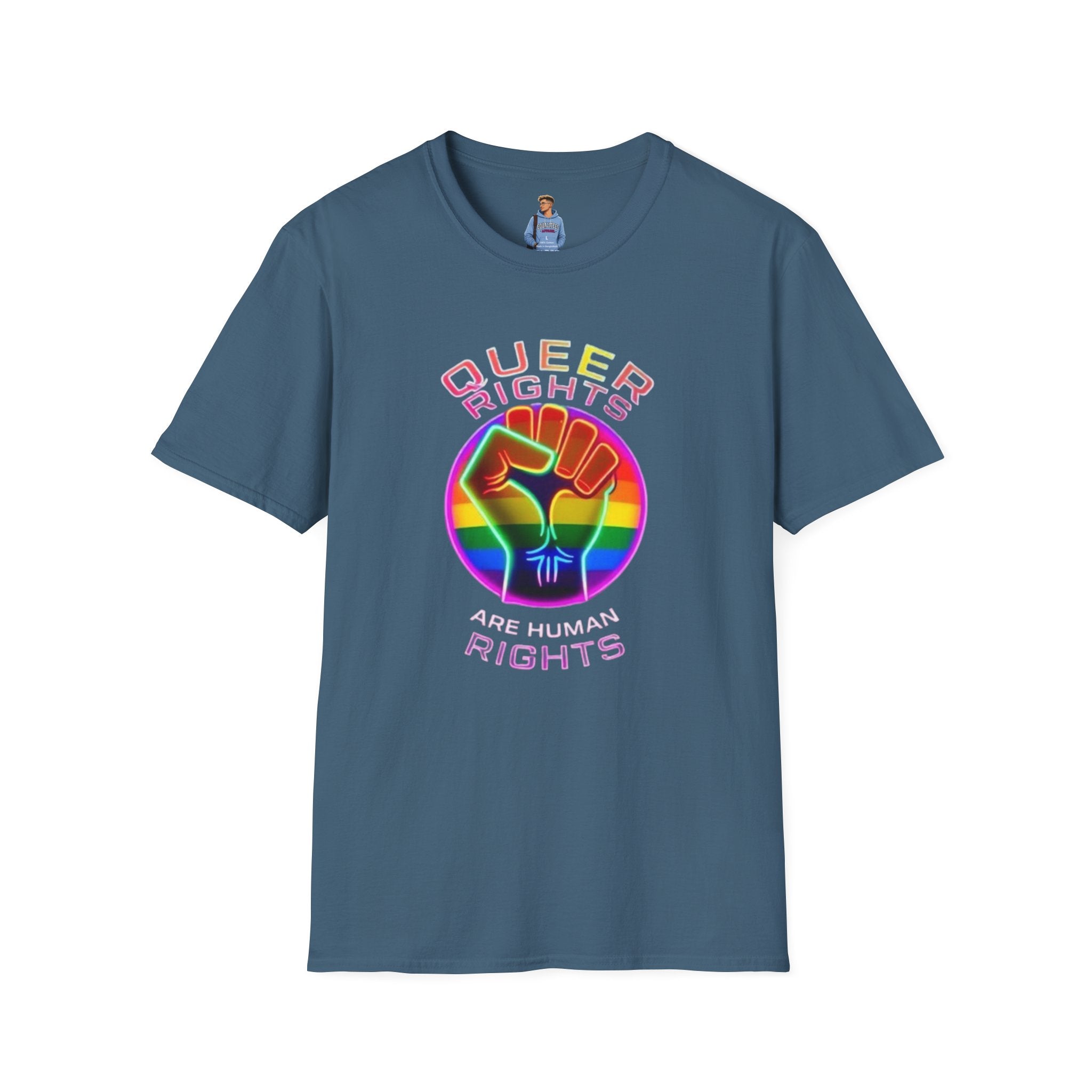 Camiseta unisex de estilo suave: "Los derechos queer son derechos humanos".