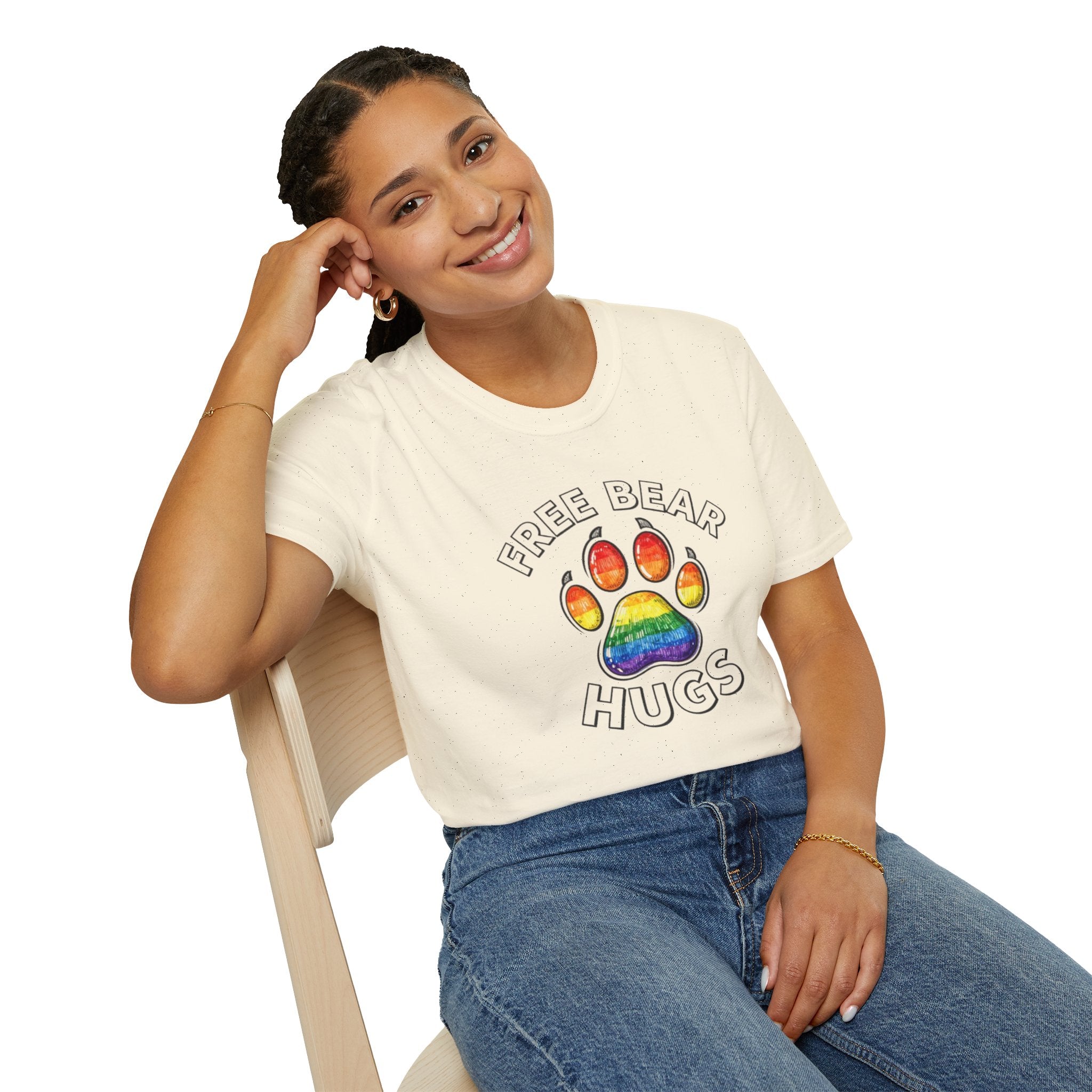 Free Bear Hugs Rainbow Paw T-Shirt