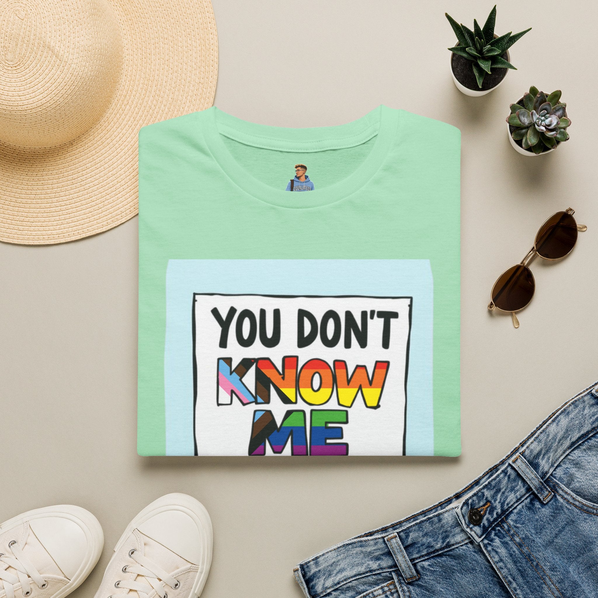 Camiseta de orgullo inclusivo "No me conoces lo suficiente como para odiarme": camiseta unisex de estilo suave para uso informal