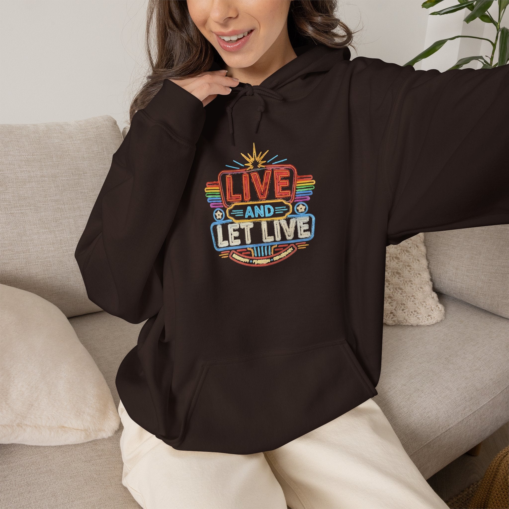 Live And Let Live Hoodie — Retro Peace Graphic Pullover