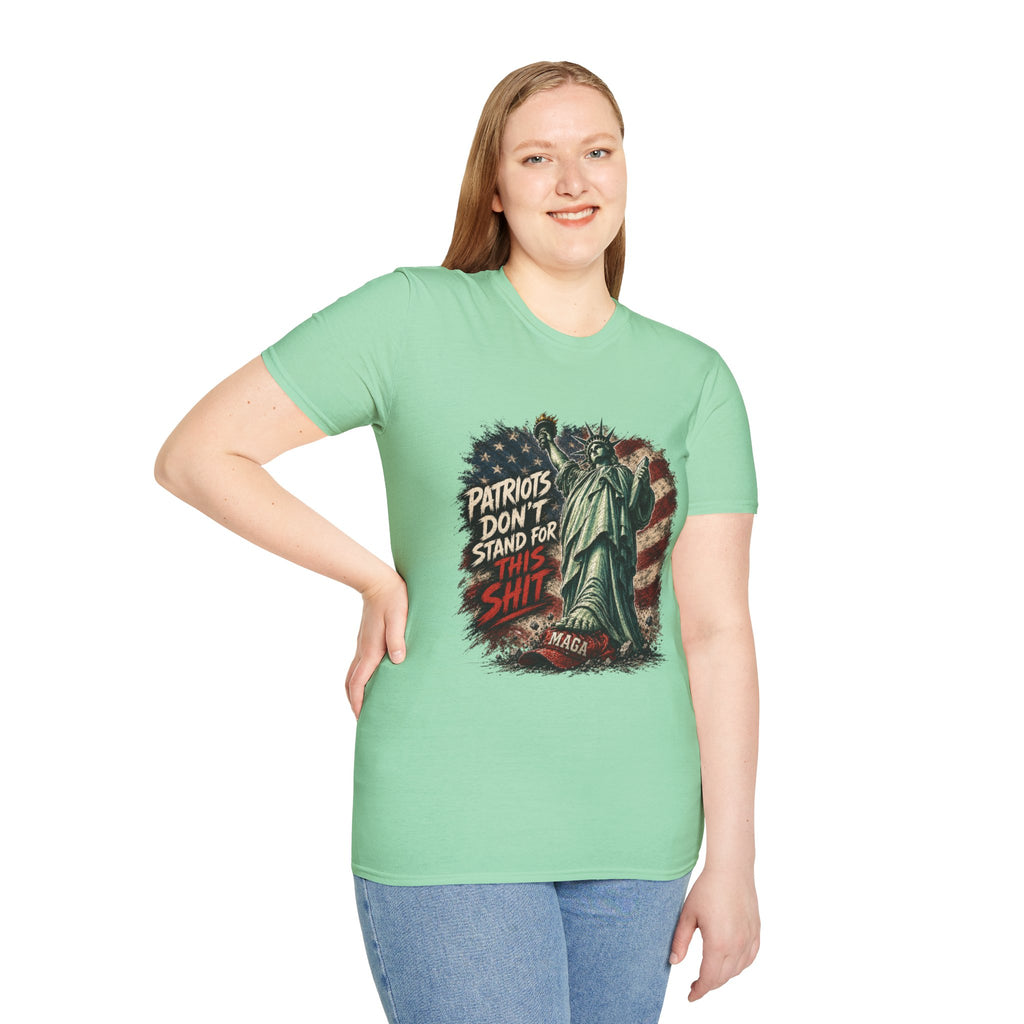 Patriots Don’t Stand For This T-Shirt — Statue of Liberty & Distressed Flag Graphic