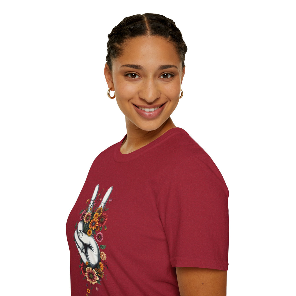 Camiseta unisex de estilo suave Grow Peace: inspiración boho, perfecta para festivales y uso diario