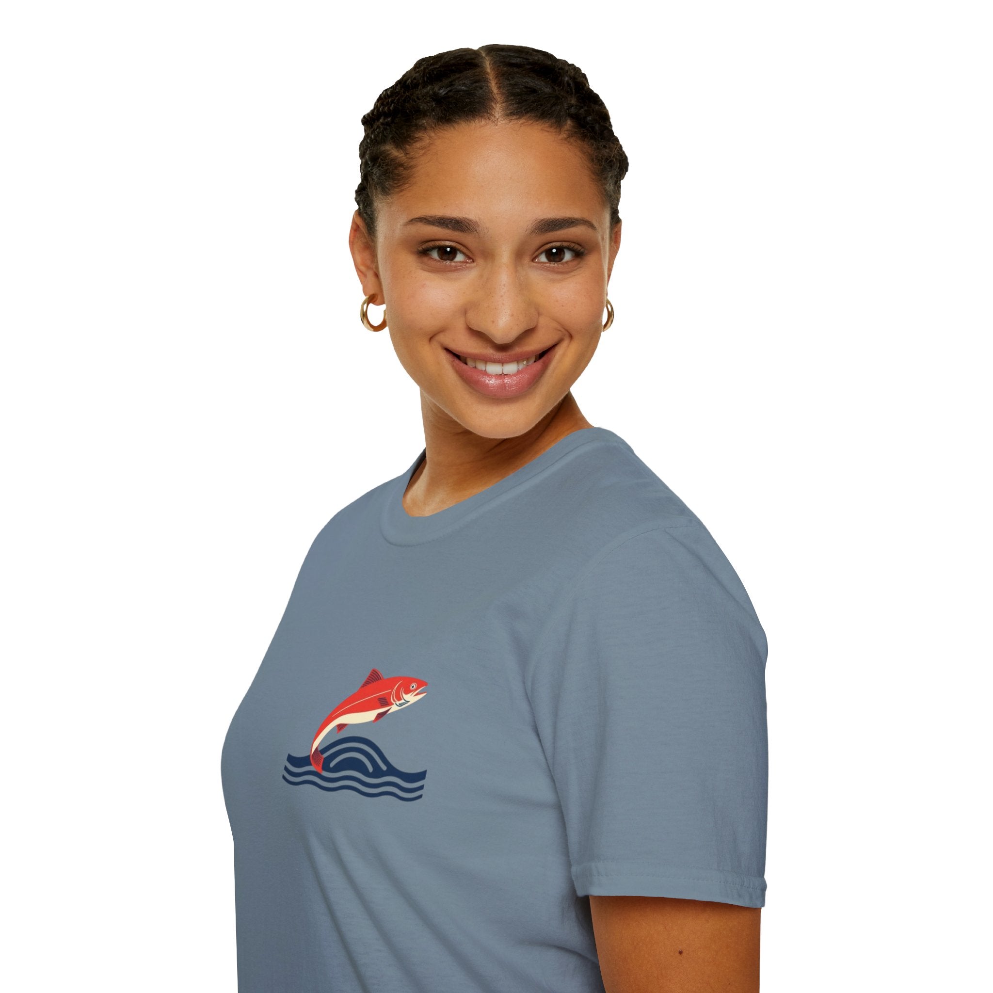 Jumping Salmon Native Pride Softstyle Unisex T-shirt