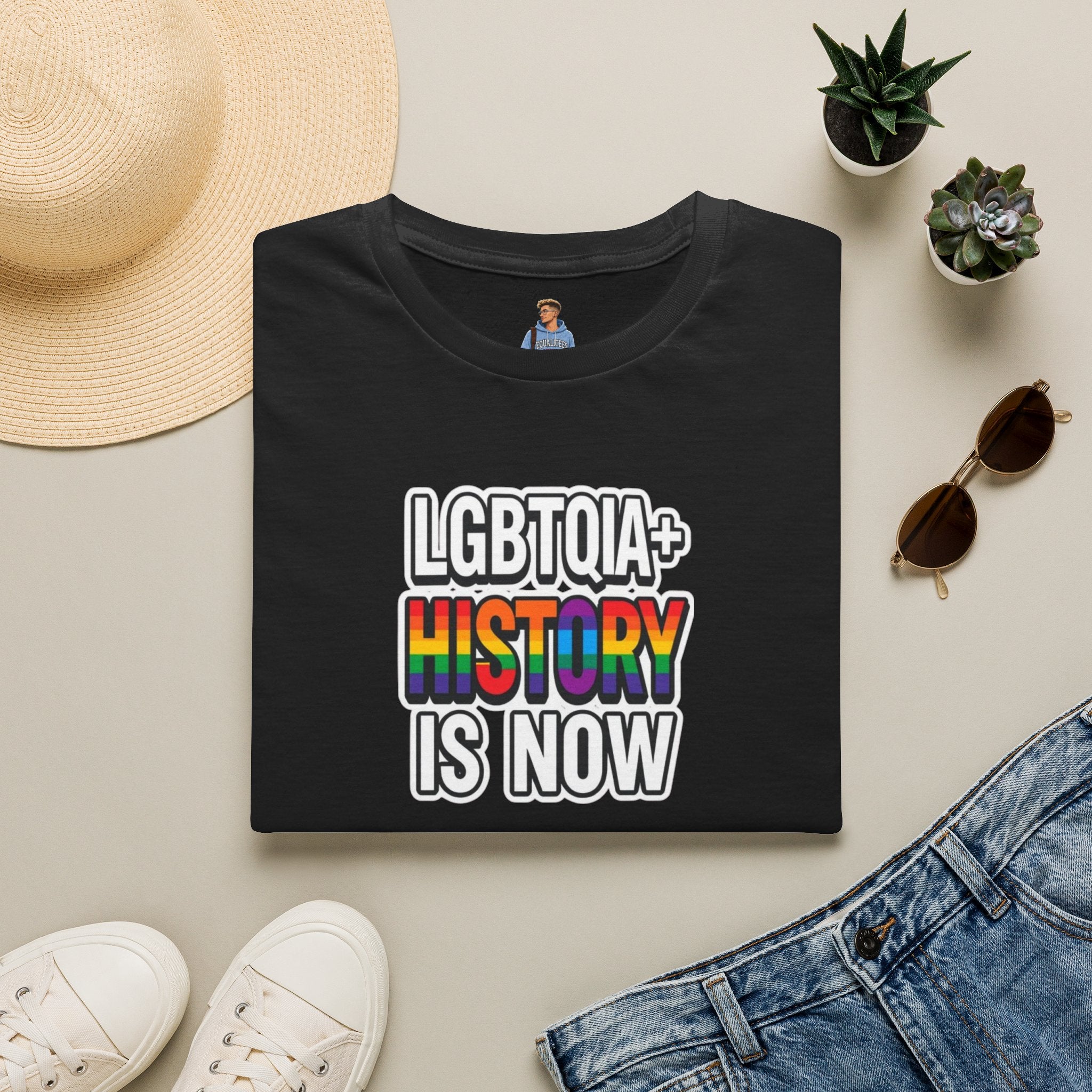 Camiseta unisex de estilo suave con la historia LGBTQIA+ ahora