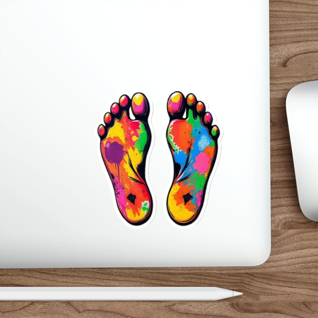 Rainbow Paint Splatter Feet - Die cut sticker - EqualiTees.Me