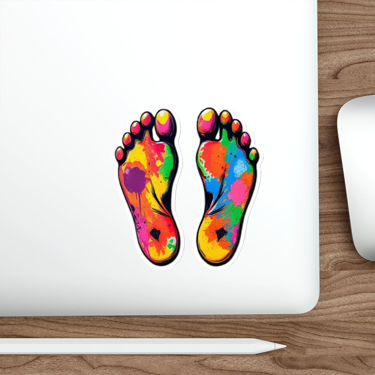 Rainbow Paint Splatter Feet - Die cut sticker - EqualiTees.Me