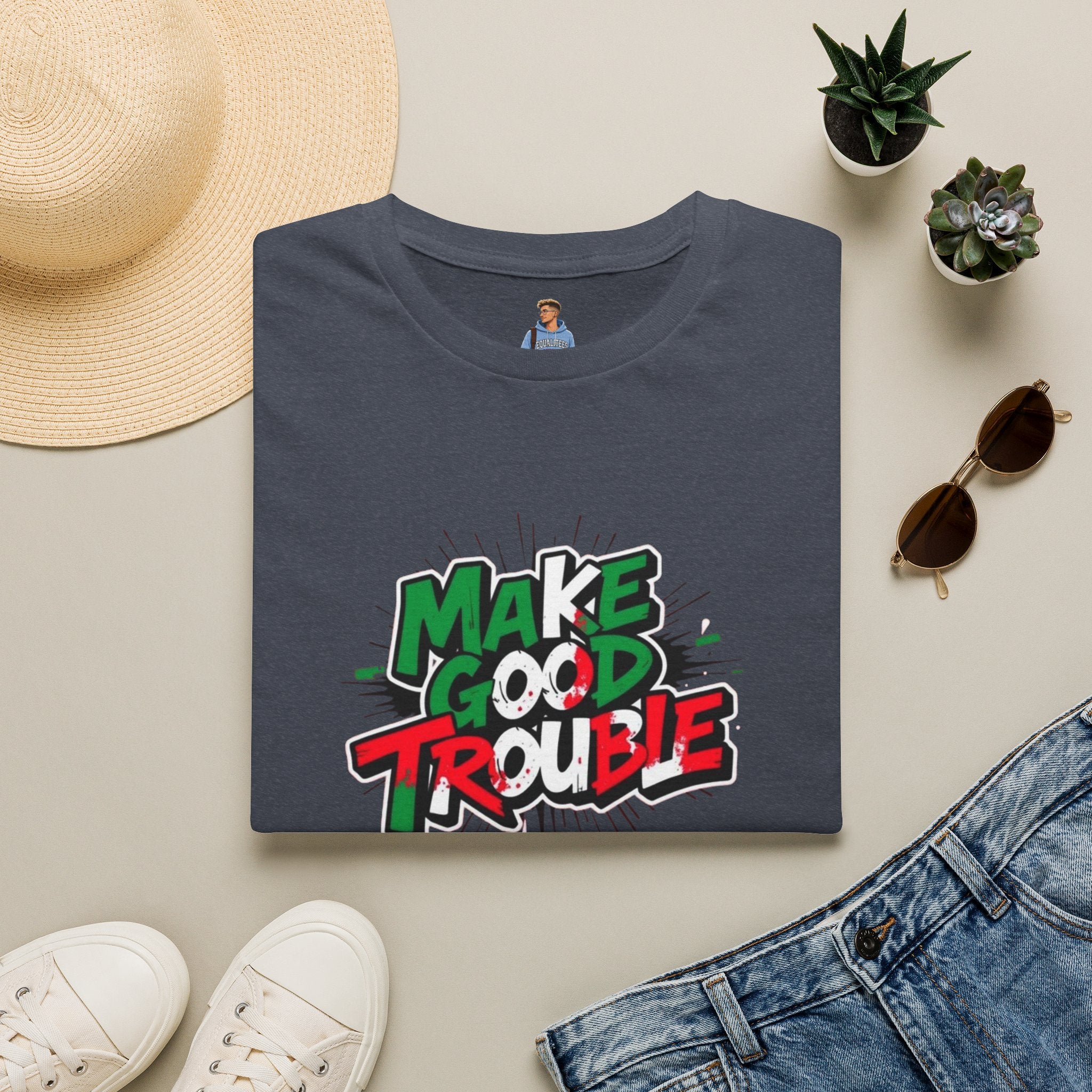 Camiseta unisex de estilo suave Make Good Trouble | Divertida camiseta gráfica para activistas y creadores de tendencias