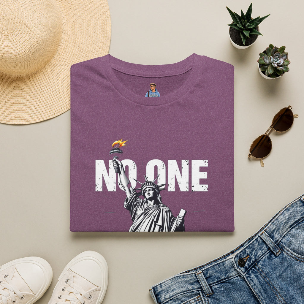 Camiseta unisex de estilo suave: camiseta gráfica con el lema "Nadie es ilegal" para defensores de la justicia social