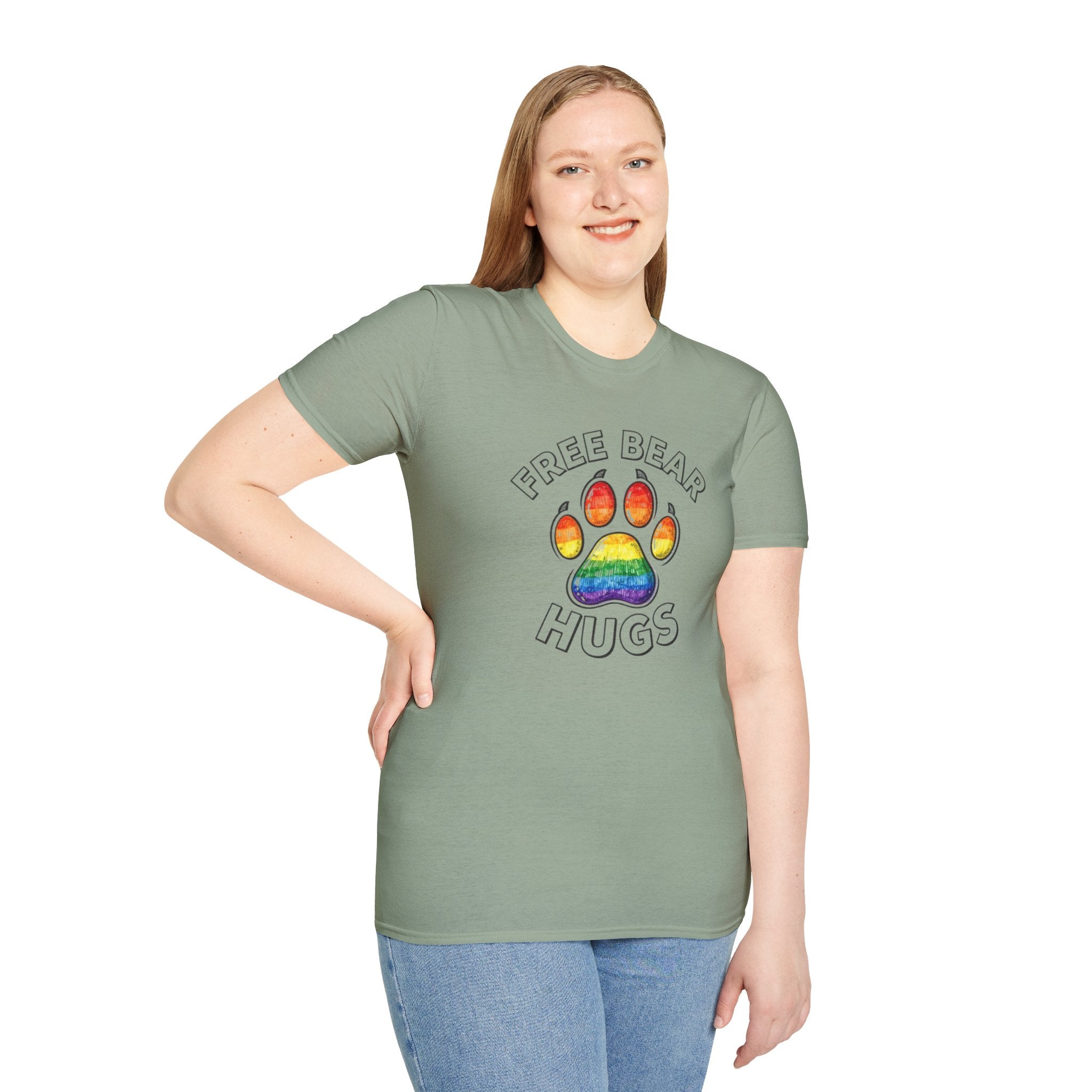Free Bear Hugs Rainbow Paw T-Shirt