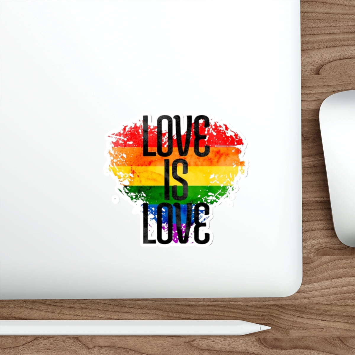 Die-Cut Stickers - Love is Love Rainbow Heart - EqualiTees.Me