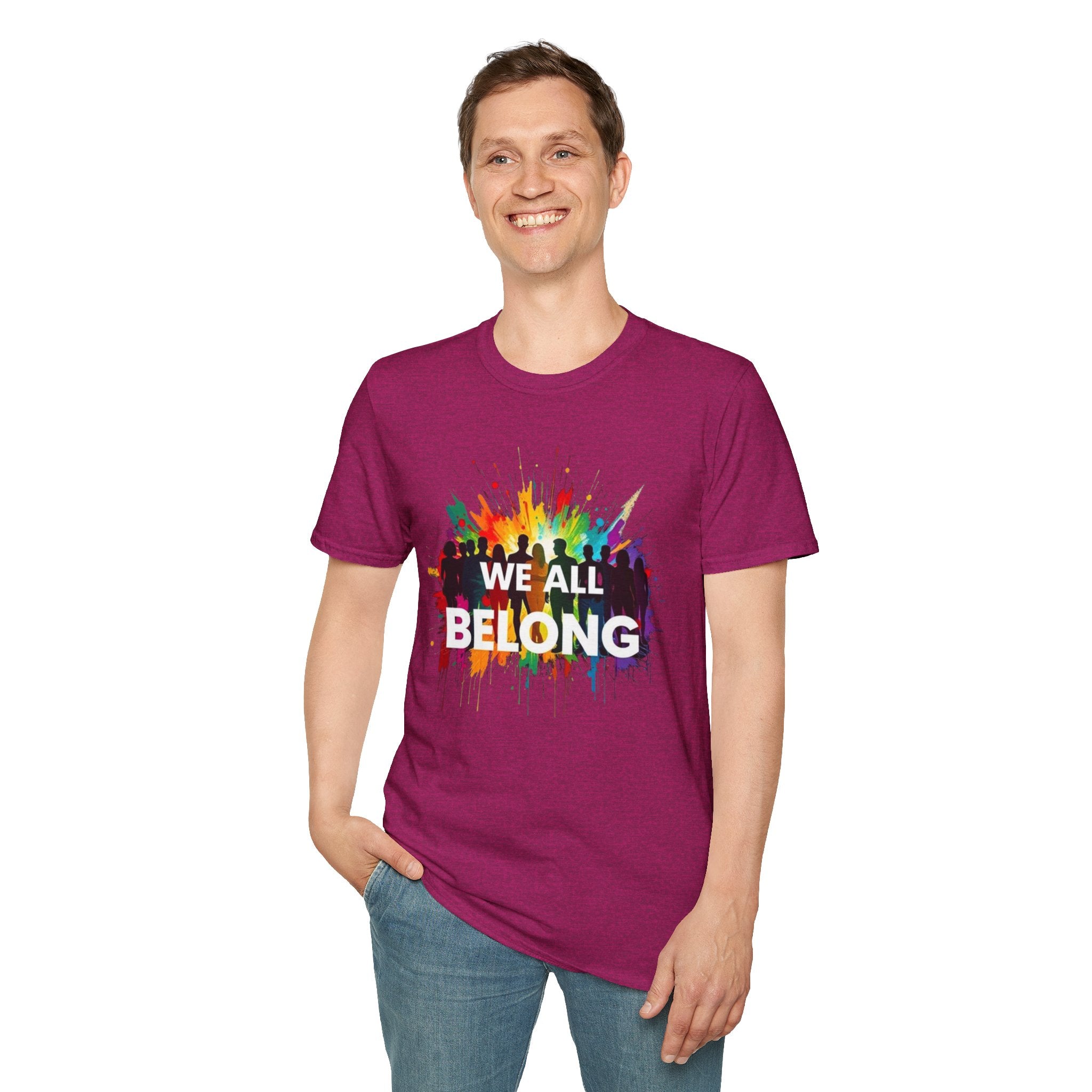 We All Belong Unisex Softstyle T-Shirt - Colorful Pride Tee