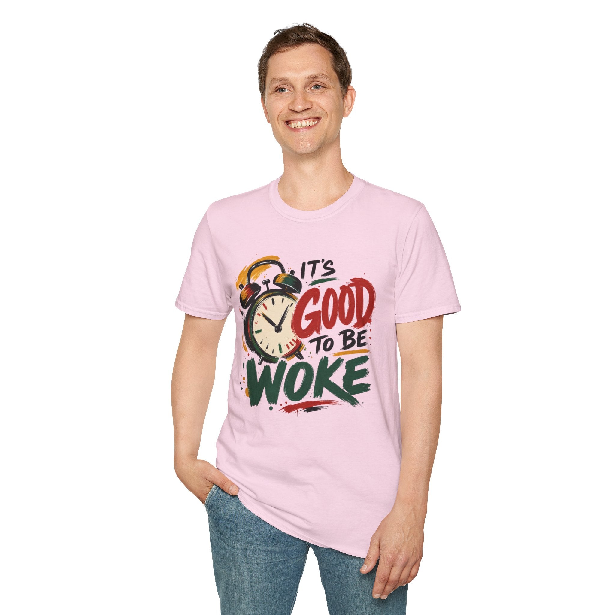T-Shirt — "It's Good To Be Woke" Graphic Tee (Alarm Clock Design)