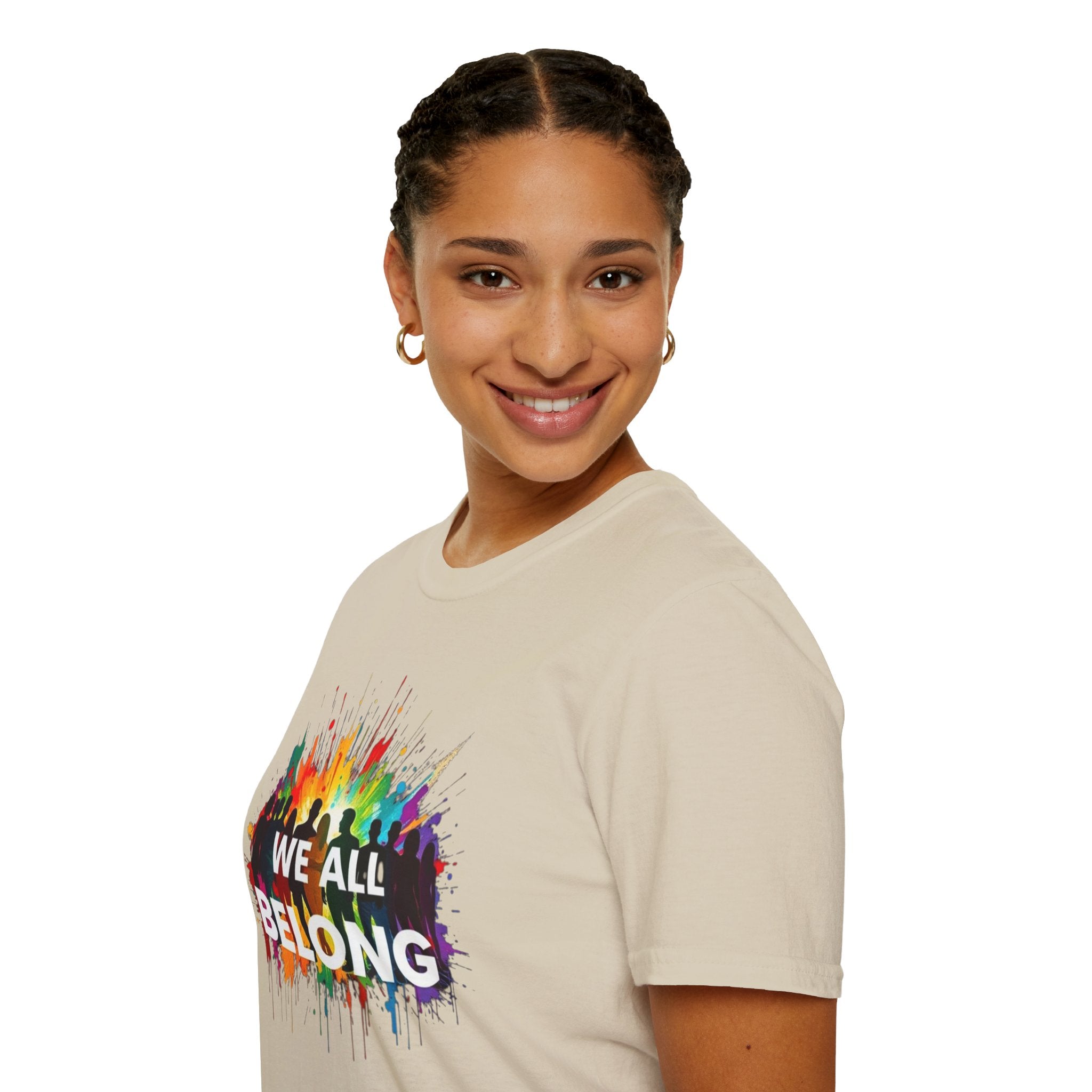 We All Belong Unisex Softstyle T-Shirt - Colorful Pride Tee