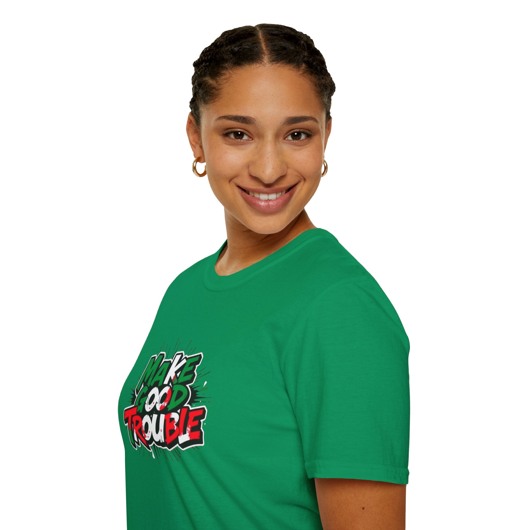 Camiseta unisex de estilo suave Make Good Trouble | Divertida camiseta gráfica para activistas y creadores de tendencias