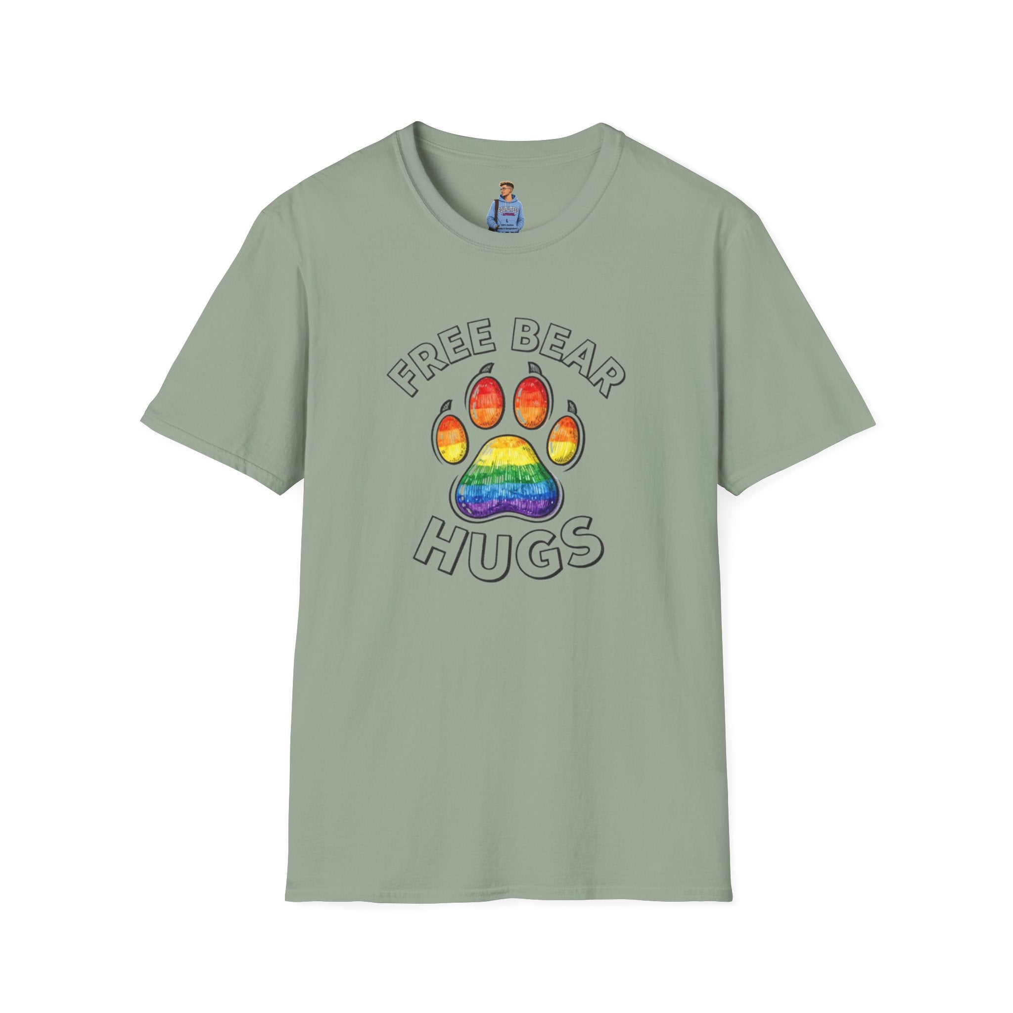 Free Bear Hugs Rainbow Paw T-Shirt