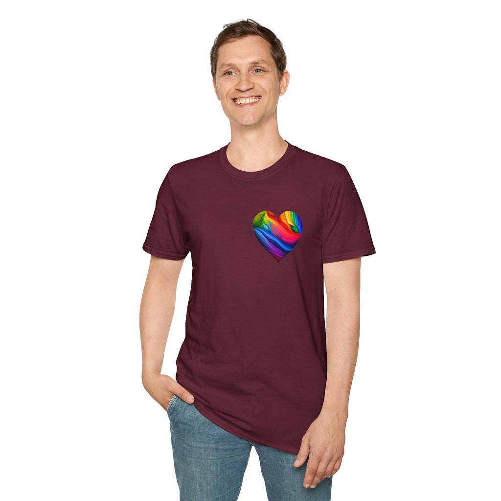 Camiseta unisex Softstyle - Diseño de corazón de orgullo con la frase 'La existencia es resistencia'