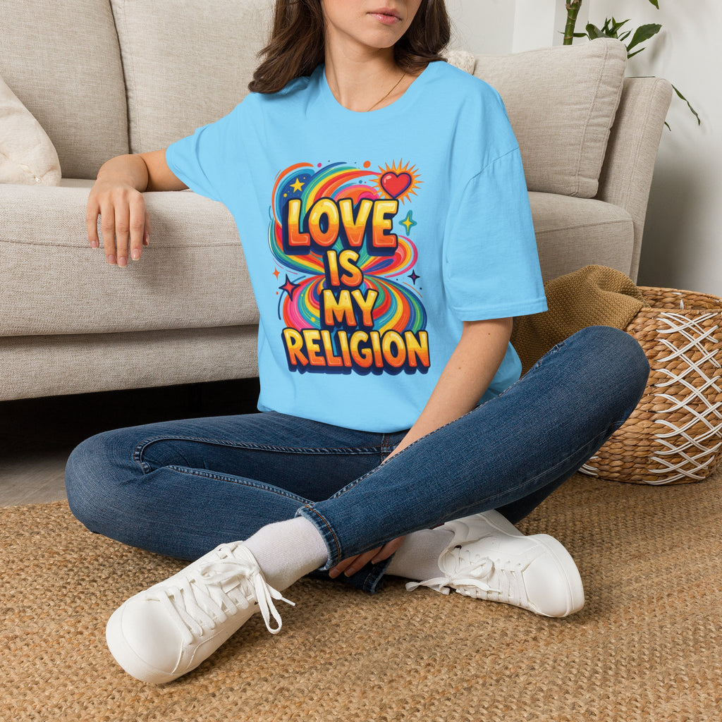 Love Is My Religion Retro Rainbow Graphic T-shirt