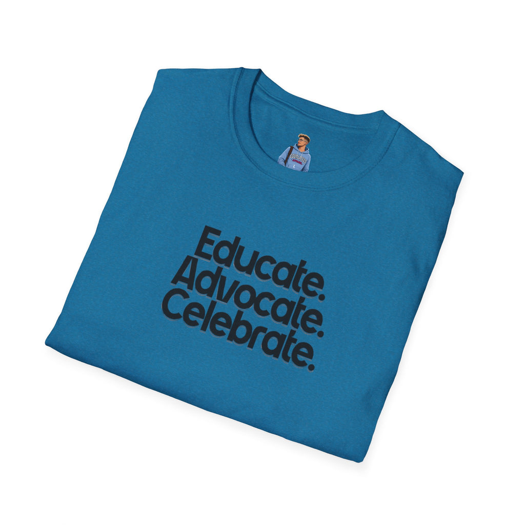 Teacher Advocate T-Shirt - Subtle Pride Educate Advocate Celebrate Design