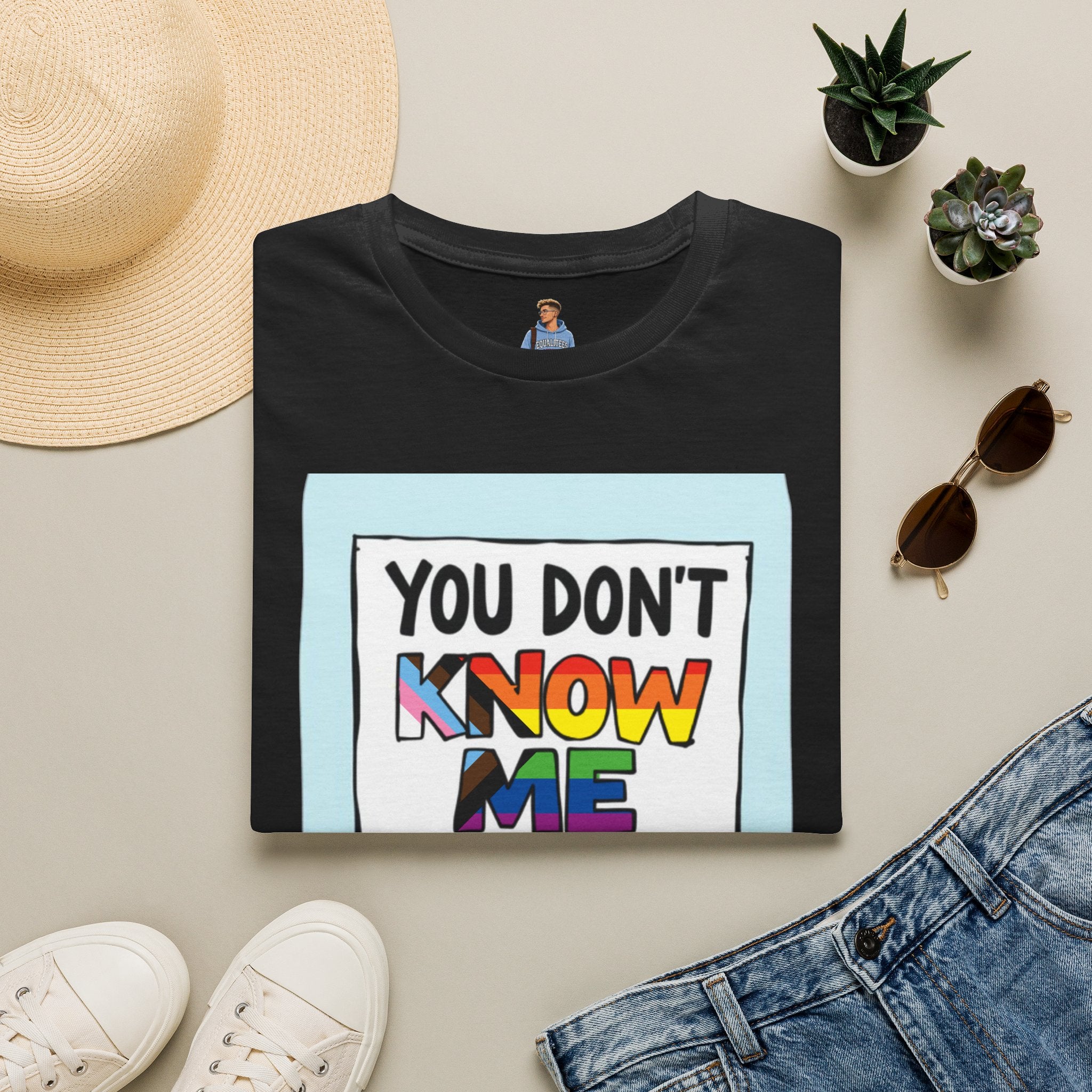 Camiseta de orgullo inclusivo "No me conoces lo suficiente como para odiarme": camiseta unisex de estilo suave para uso informal