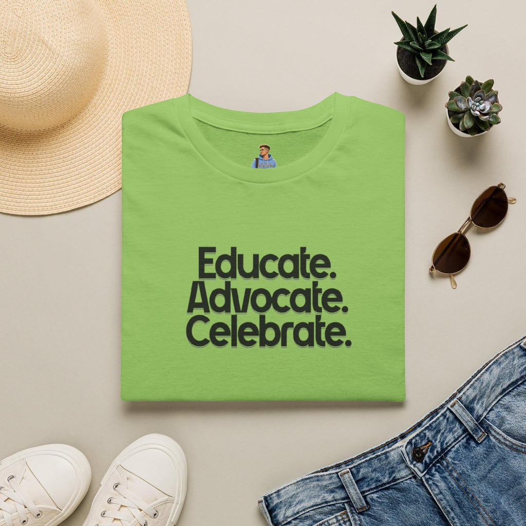 Teacher Advocate T-Shirt - Subtle Pride Educate Advocate Celebrate Design