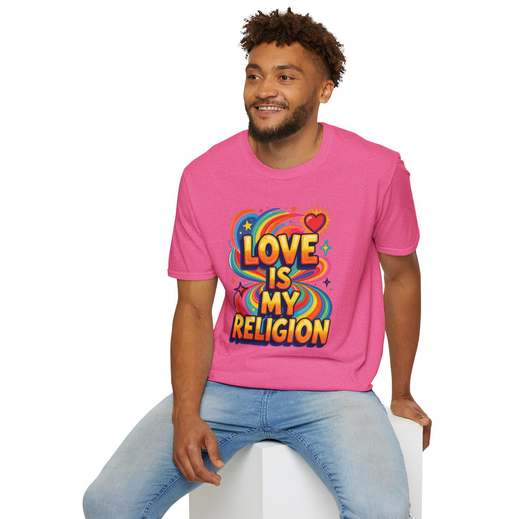 Love Is My Religion Retro Rainbow Graphic T-shirt