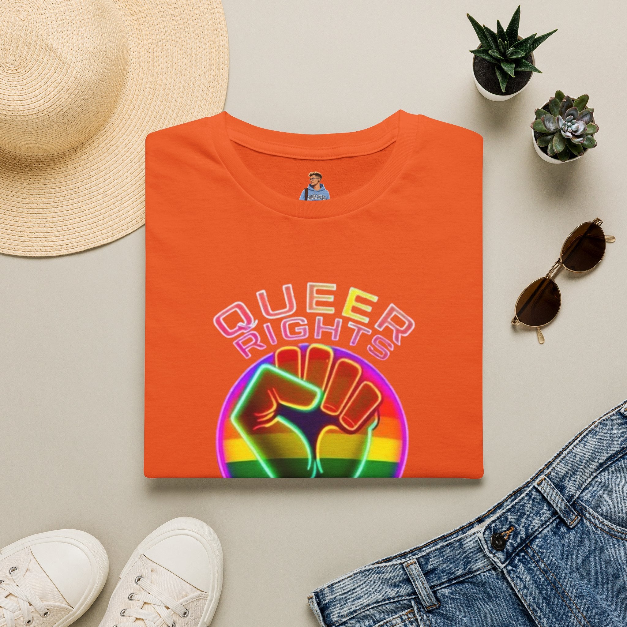 Unisex Softstyle T-Shirt - Queer Rights Are Human Rights Statement Tee