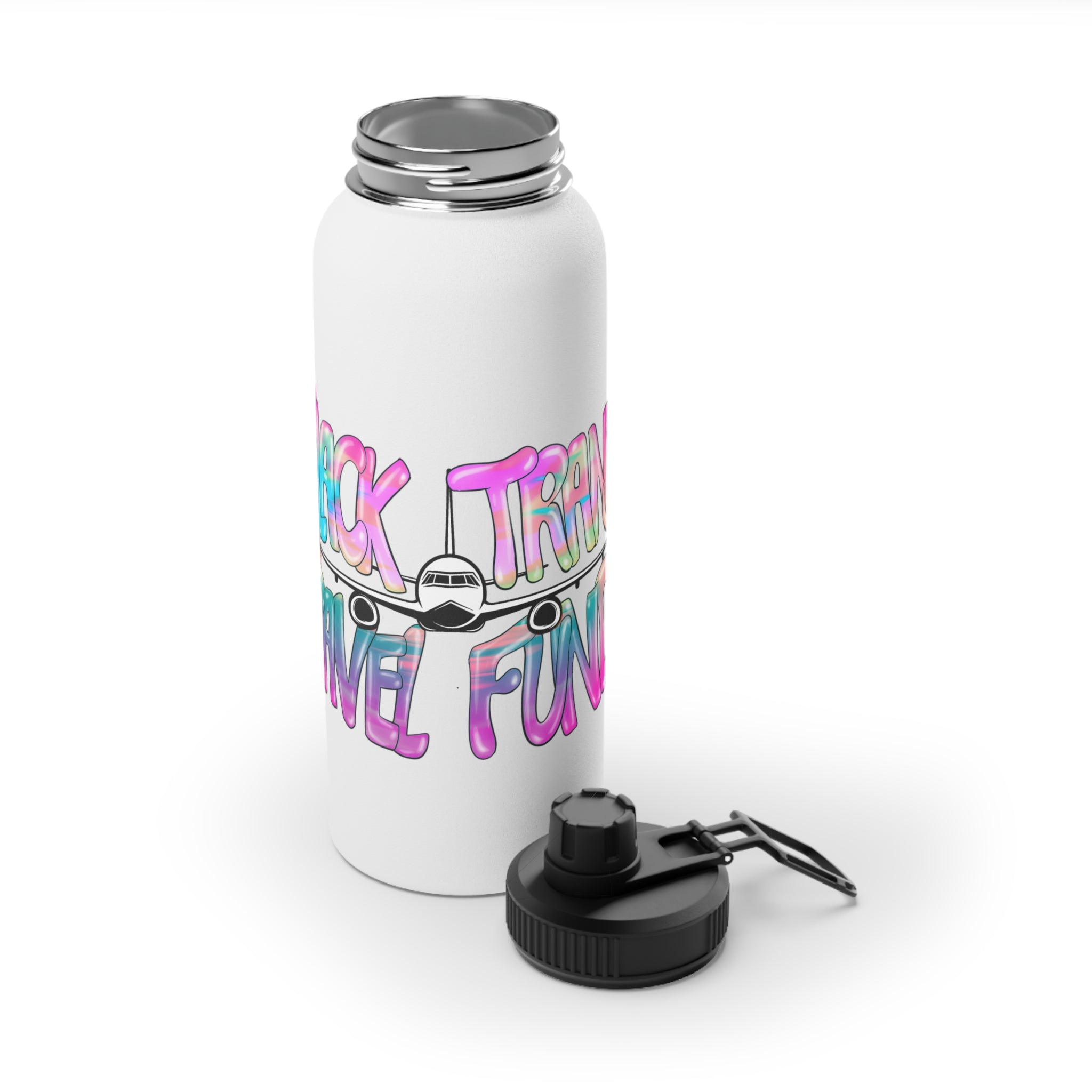 BTTF - Black Trans Travel Fund Logo Stainless Steel Sports Water Bottle