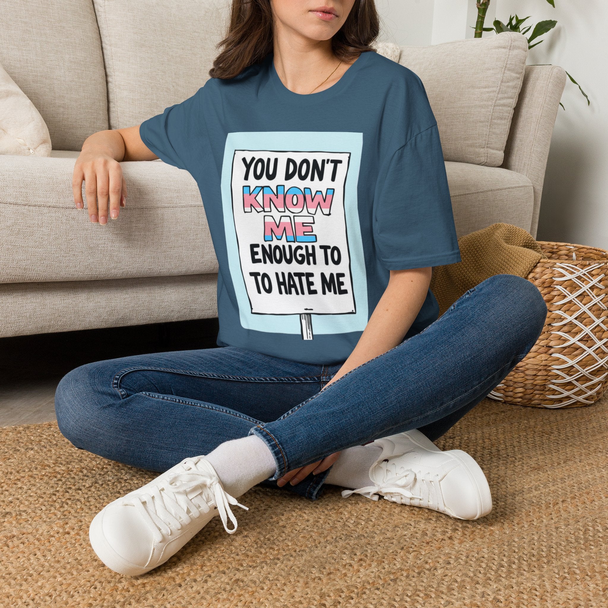 You Don't Know Me Enough to Hate Me Trans Pride T-Shirt - Unisex Softstyle Tee for Casual Wear