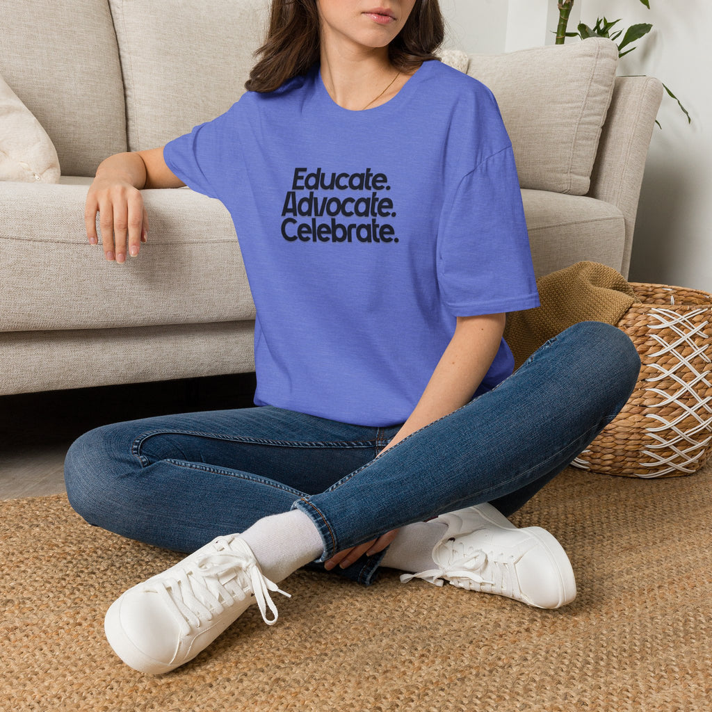 Teacher Advocate T-Shirt - Subtle Pride Educate Advocate Celebrate Design