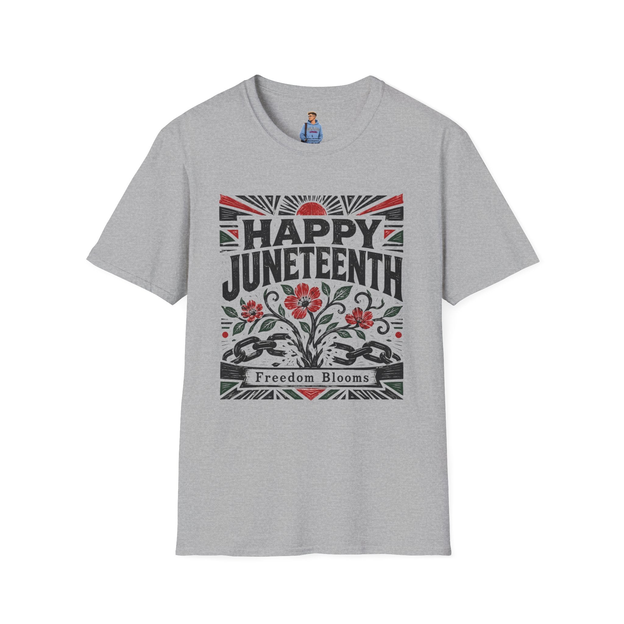 Juneteenth T-Shirt — "Happy Juneteenth" Floral Freedom Tee