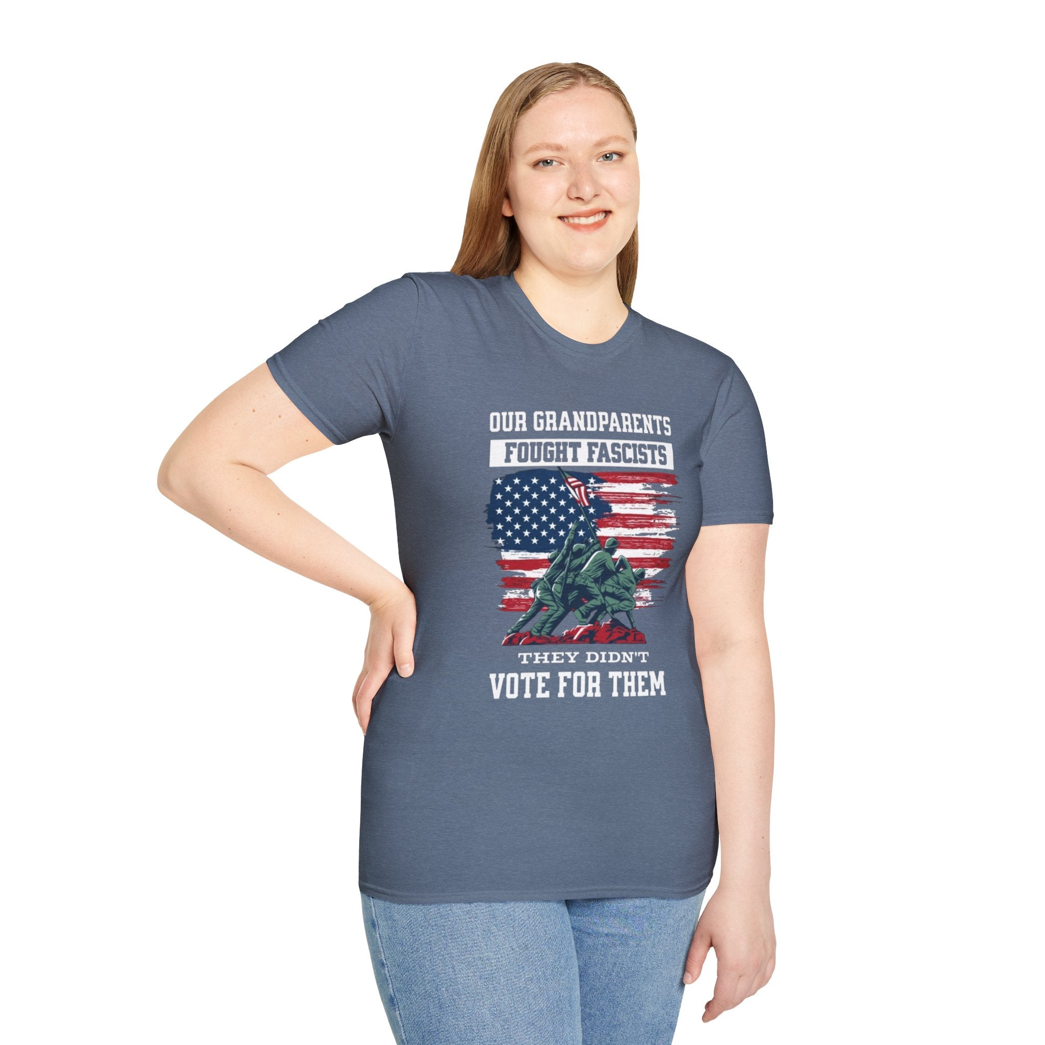 Unisex Softstyle T-Shirt: 'Our Grandparents Fought Fascists' Patriotic Tee
