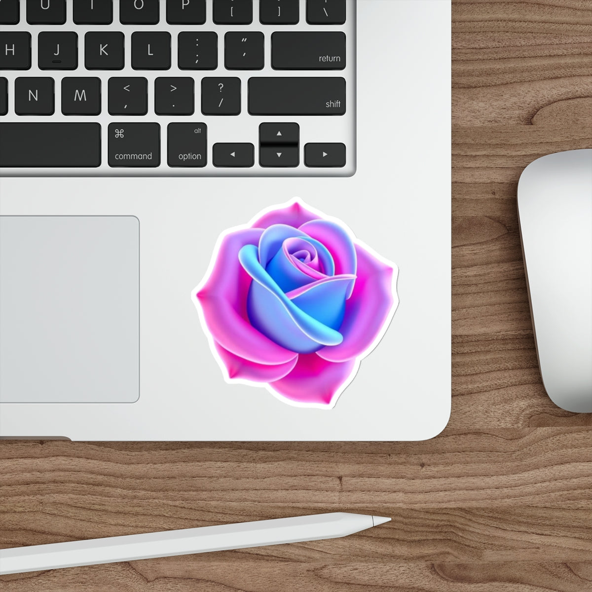 Rose in Trans Pride Colors Sticker - EqualiTees.Me