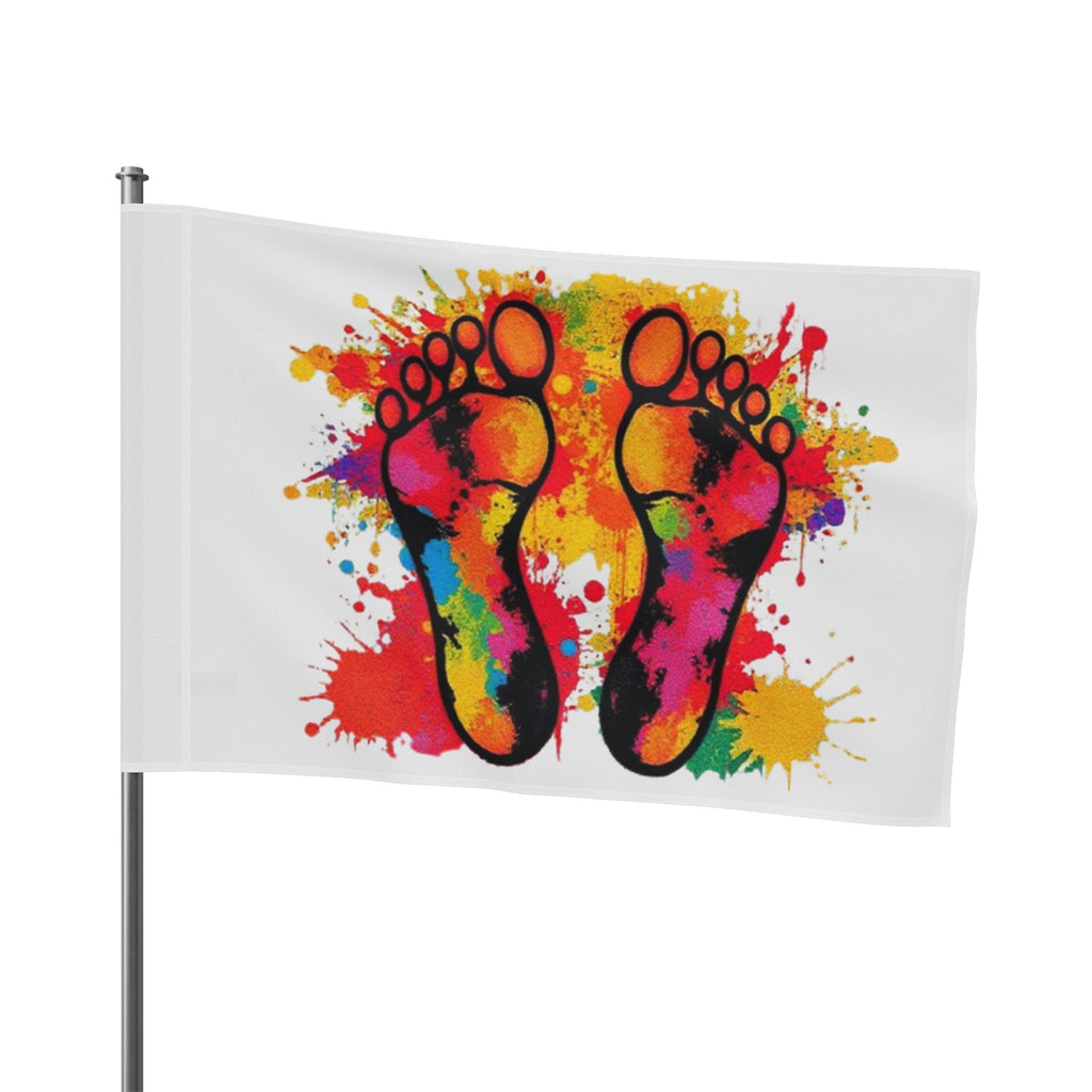 Rainbow Feet Paint Splatter Flag - Aesthetic LGBTQ+ Banner for Celebration & Home Decor - EqualiTees.Me