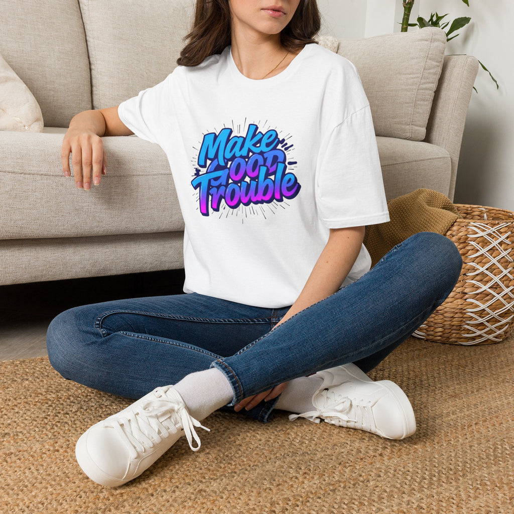 Make Good Trouble Blue Graphic Unisex T-Shirt - Fun & Bold Design for Everyday Wear
