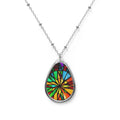 Colorful Stained Glass Teardrop Pendant Necklace
