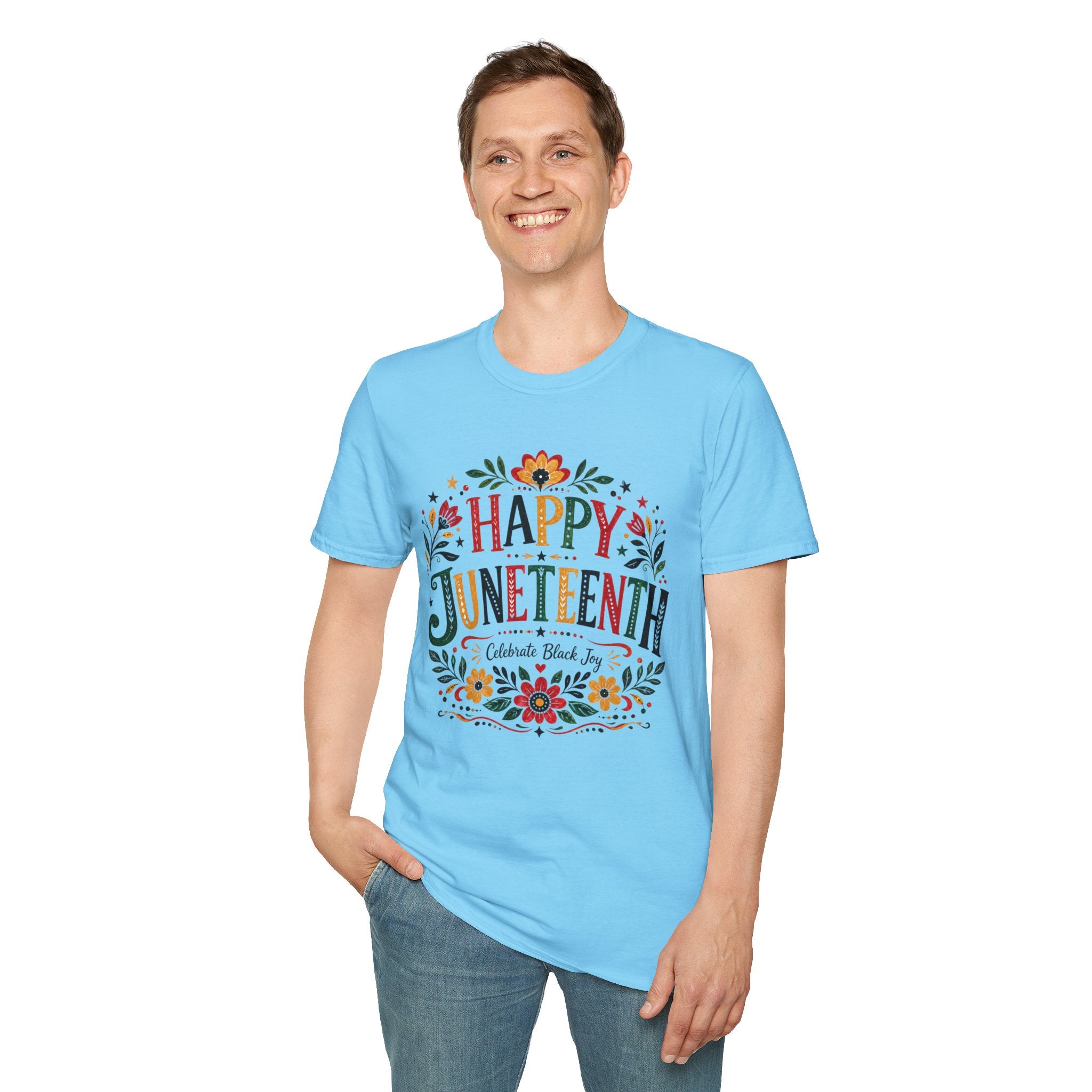 Juneteenth T-Shirt — "Happy Juneteenth" Floral Celebration Tee
