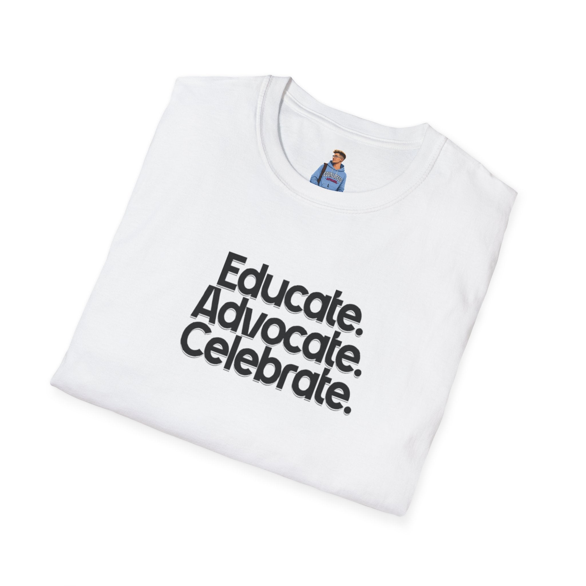 Teacher Advocate T-Shirt - Subtle Pride Educate Advocate Celebrate Design