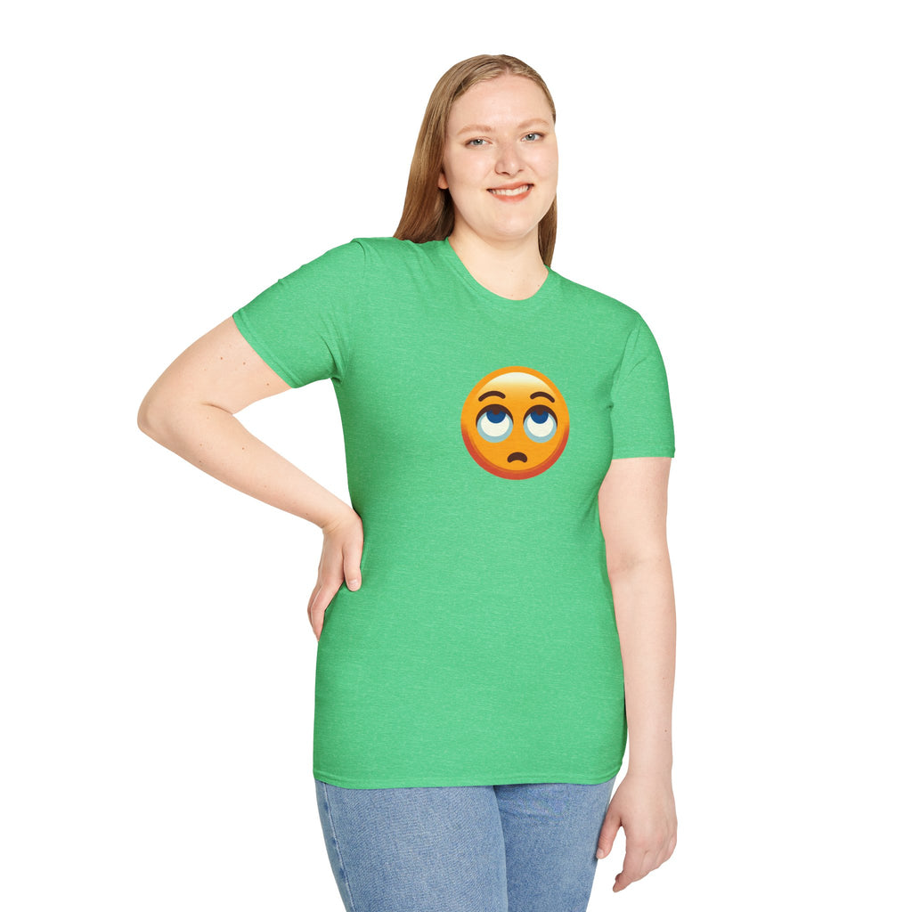 Camiseta unisex de estilo suave con emoji de ojos en blanco | Camiseta gráfica informal para el día a día