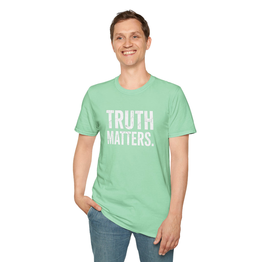 Camiseta unisex de estilo suave: camiseta con el lema "La verdad importa", ideal para activistas y uso diario.