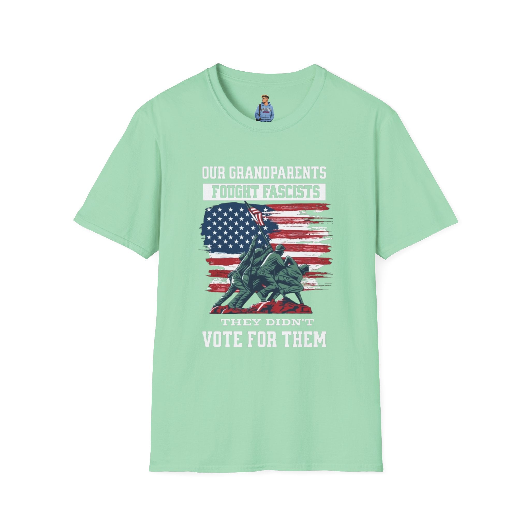Unisex Softstyle T-Shirt: 'Our Grandparents Fought Fascists' Patriotic Tee