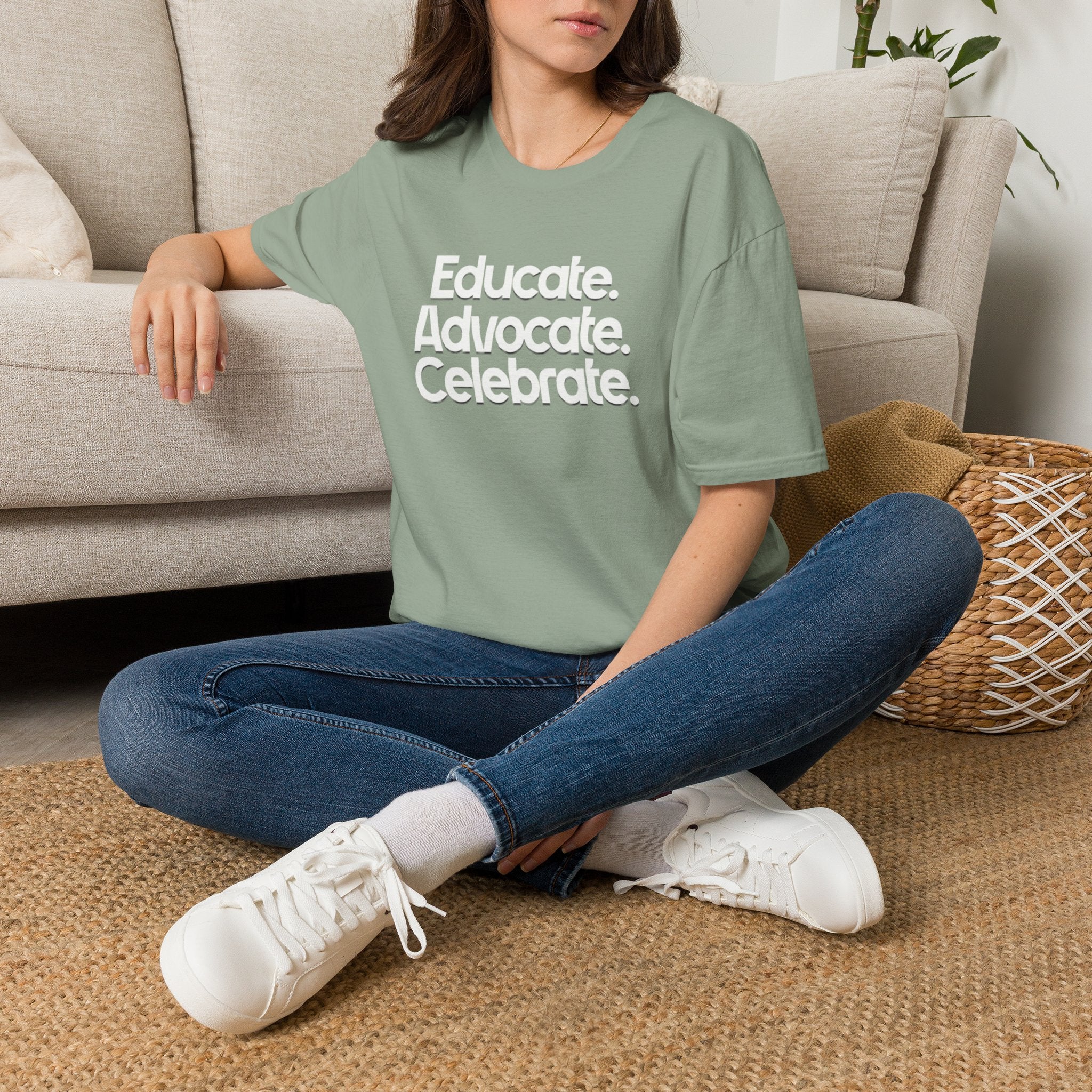 Educate. Advocate. Celebrate. Minimalist Pride T-Shirt