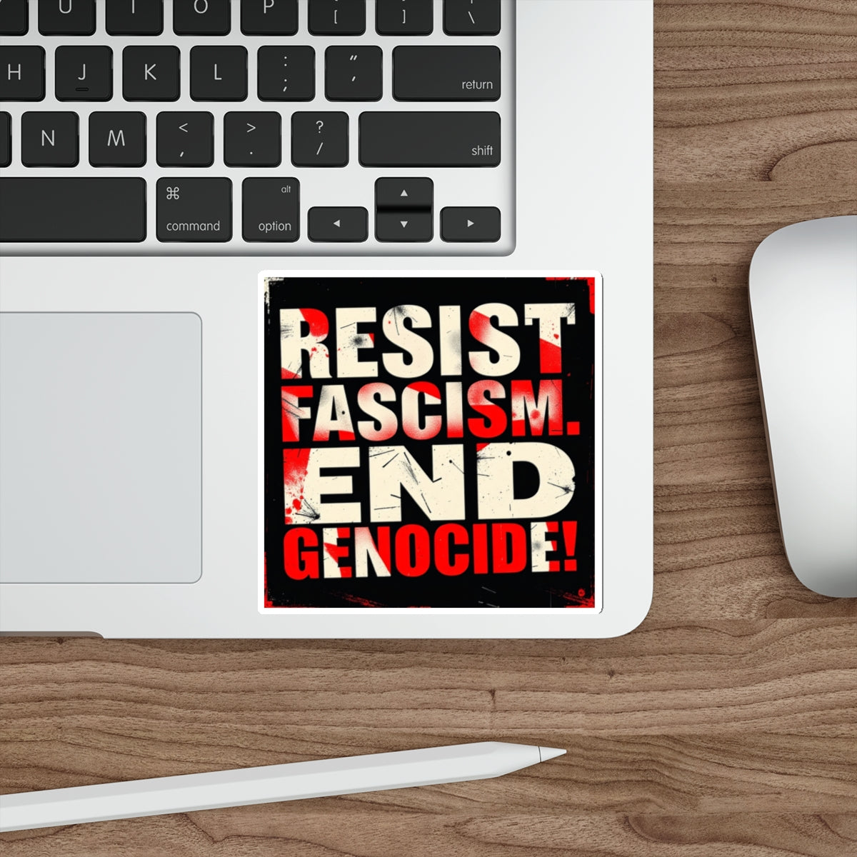 Die-Cut Stickers -  RESIST FASCISM. END GENOCIDE. - EqualiTees.Me
