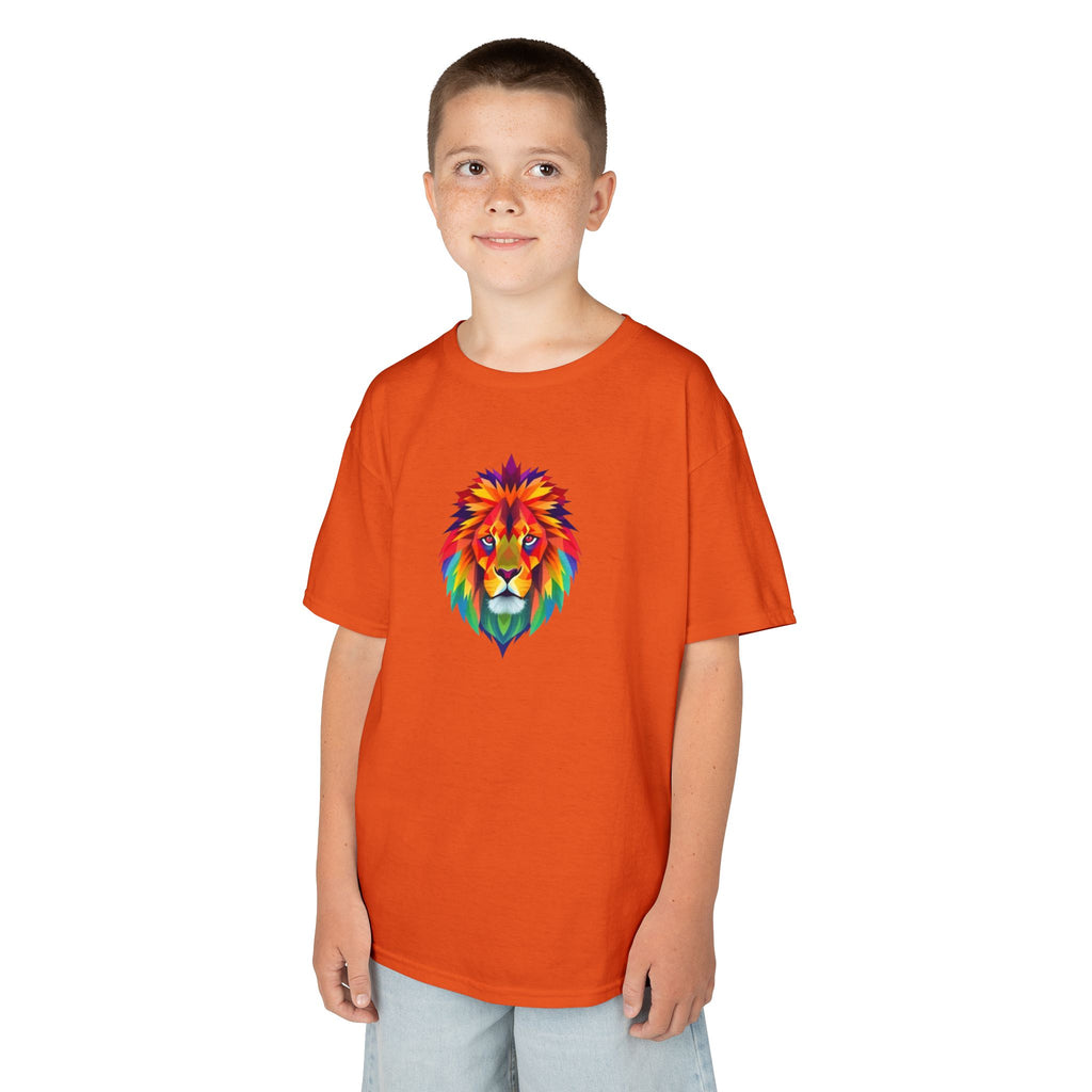Camiseta de algodón grueso para niños con león fractal colorido