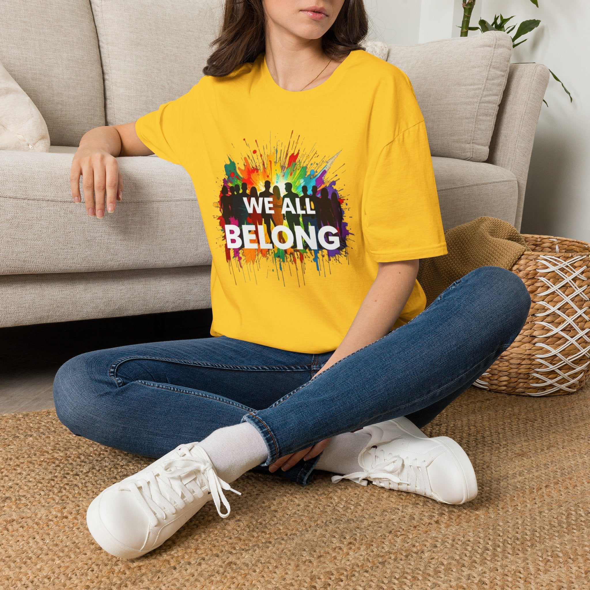 We All Belong Unisex Softstyle T-Shirt - Colorful Pride Tee