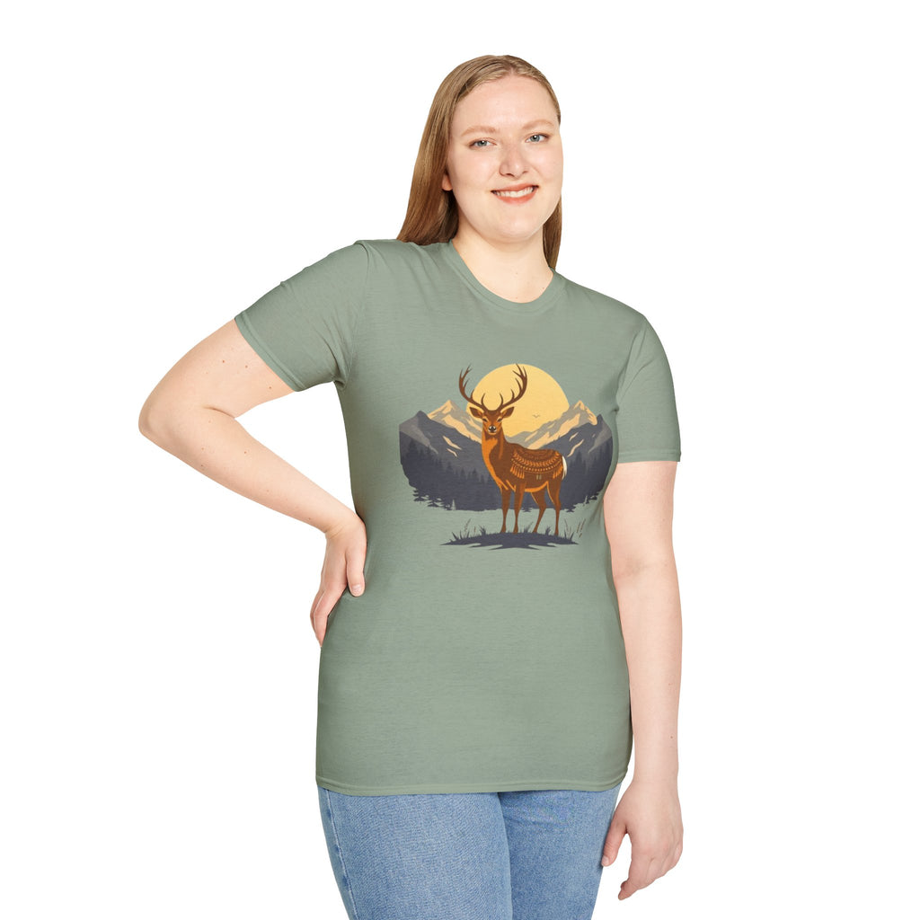 Mountain Sunset Deer Unisex Softstyle T-Shirt