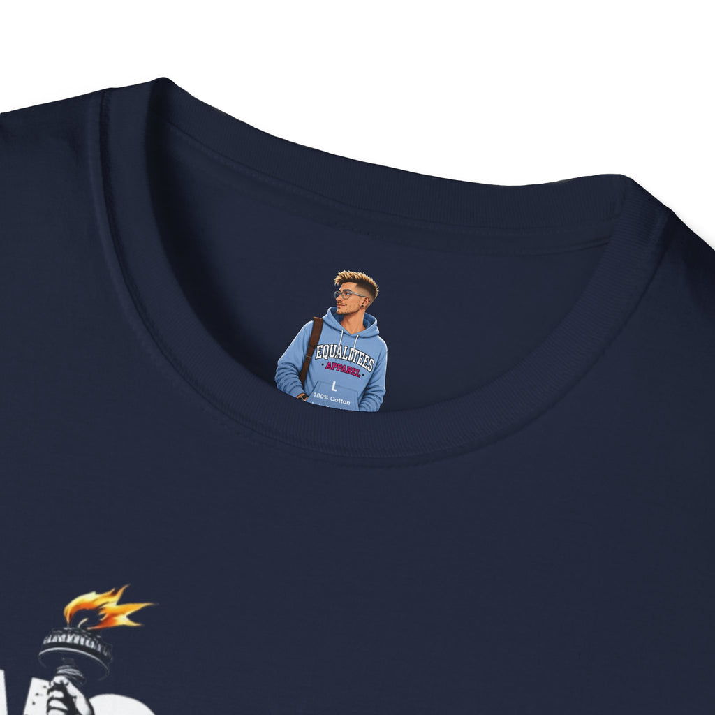 Camiseta unisex de estilo suave: camiseta gráfica con el lema "Nadie es ilegal" para defensores de la justicia social