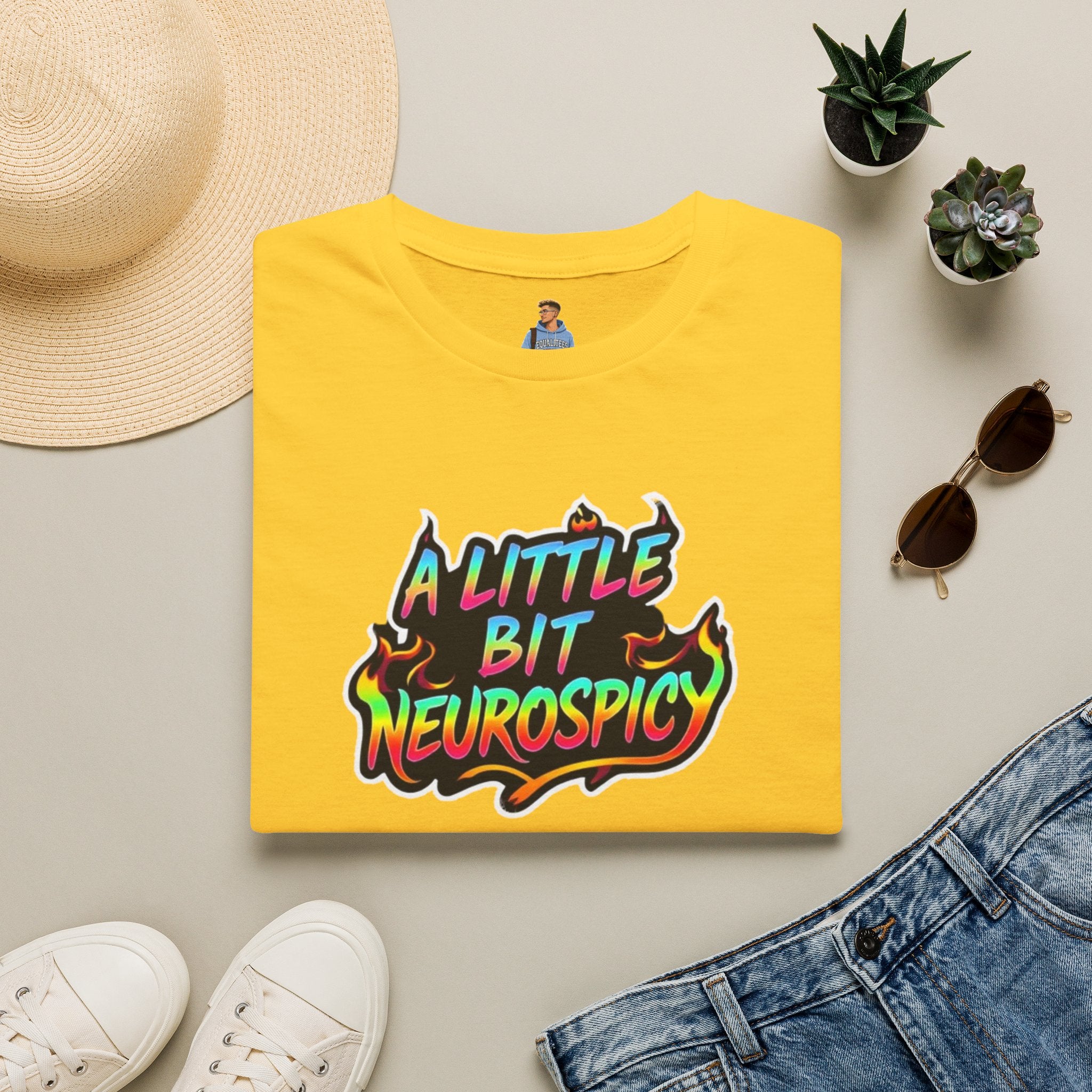 Camiseta unisex de estilo suave A Little Bit Neurospicy: camiseta gráfica divertida y peculiar para la conciencia neurodivergente