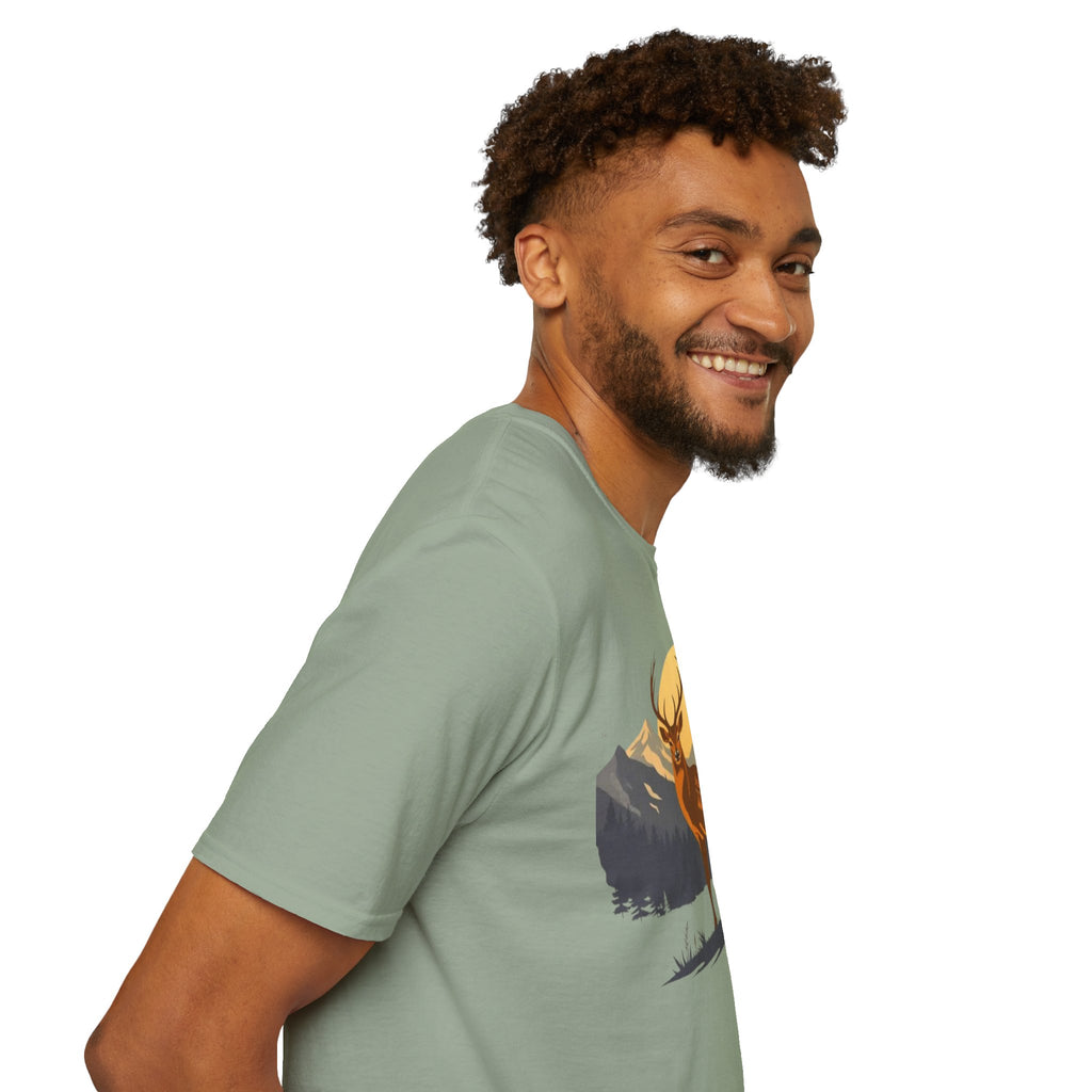 Mountain Sunset Deer Unisex Softstyle T-Shirt
