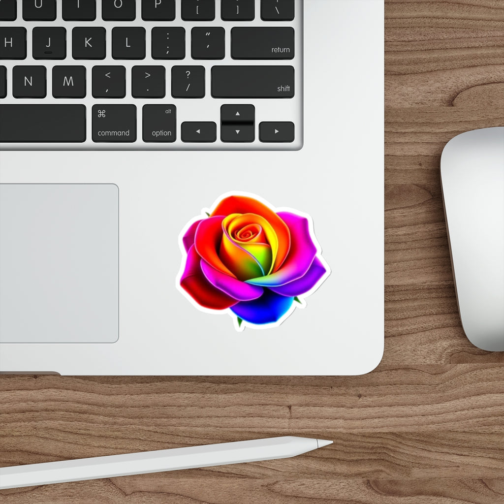 Rainbow Color Rose Die-Cut Sticker - EqualiTees.Me