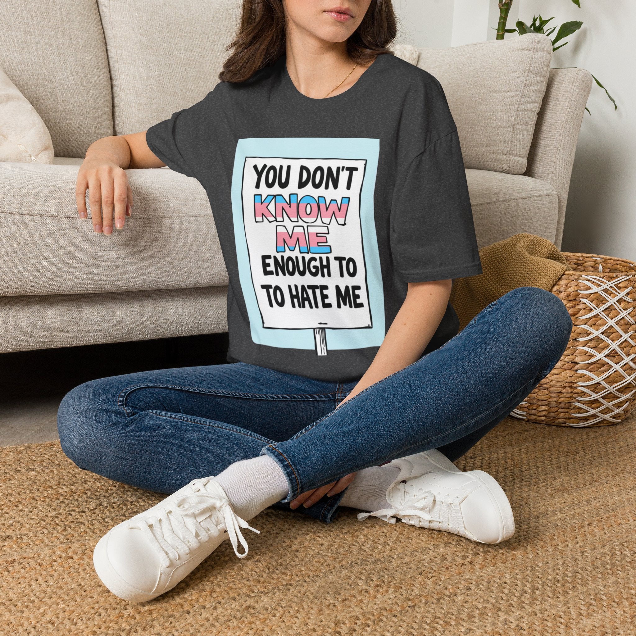 You Don't Know Me Enough to Hate Me Trans Pride T-Shirt - Unisex Softstyle Tee for Casual Wear